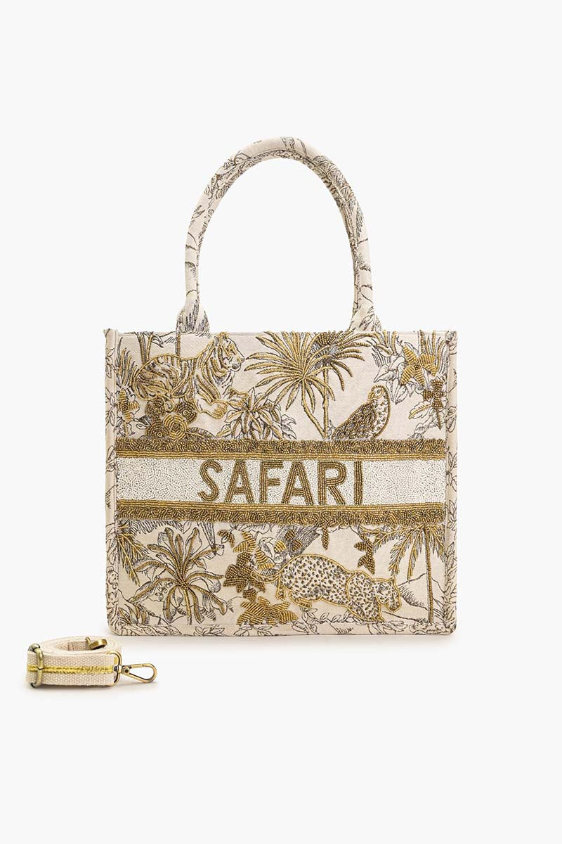 Gold African Safari Embellished Personalized Tote