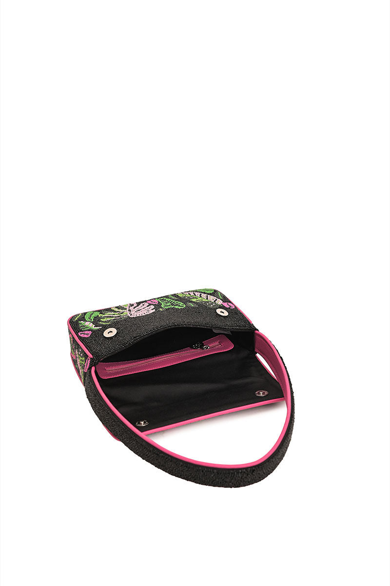 Tropical Leafy Beaded Shoulder Bag