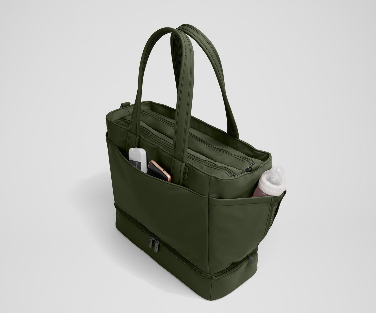 The Double Diaper Tote in Olive Green