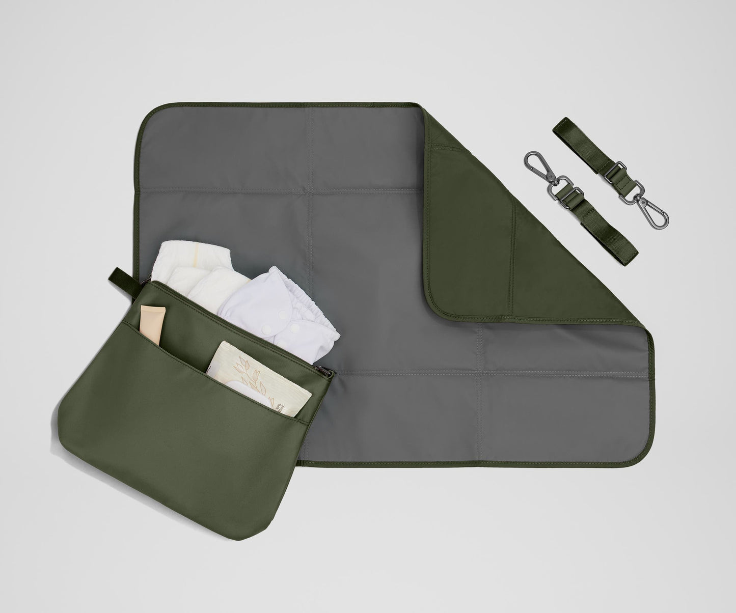 The Double Diaper Tote in Olive Green