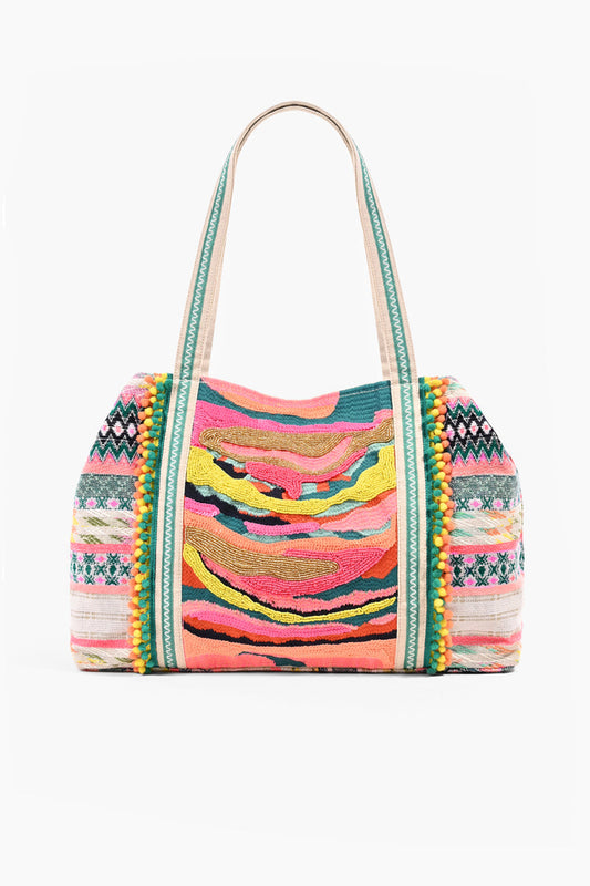 Daphne Embellished Multi-colored Hand Beaded Personalized Tote