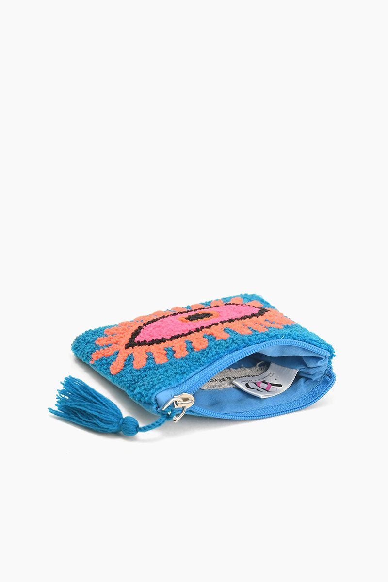 Blazing Blue evil eye coin pouch