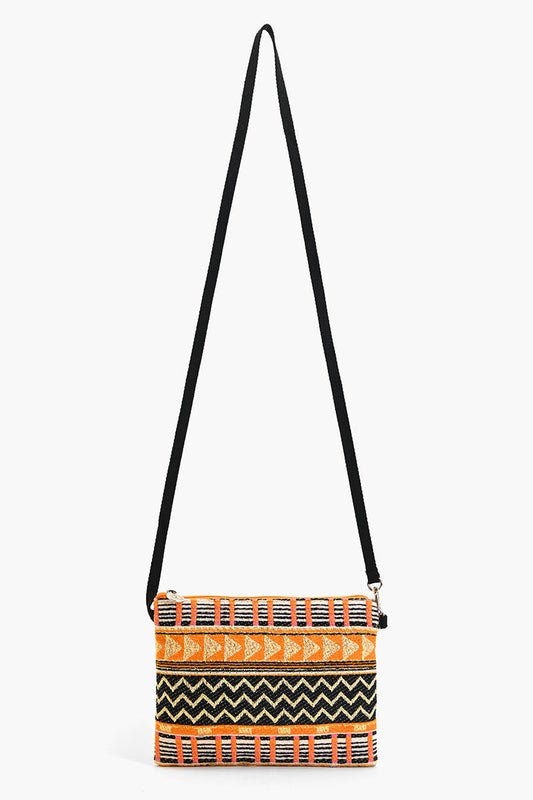 Mexican Striped Spring Top Zip Clutch