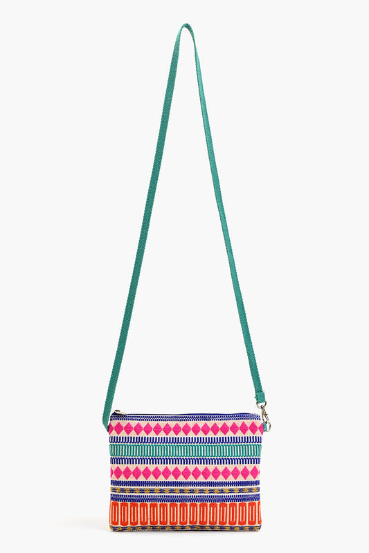 Mexican Striped Spring Top Zip Clutch