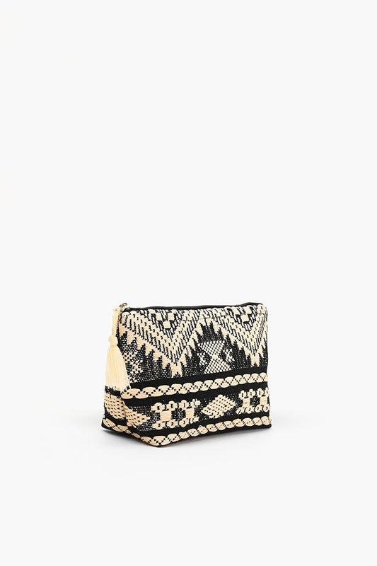 Black & Cream Tribal Pattern Jacquard Cosmetic Pouch