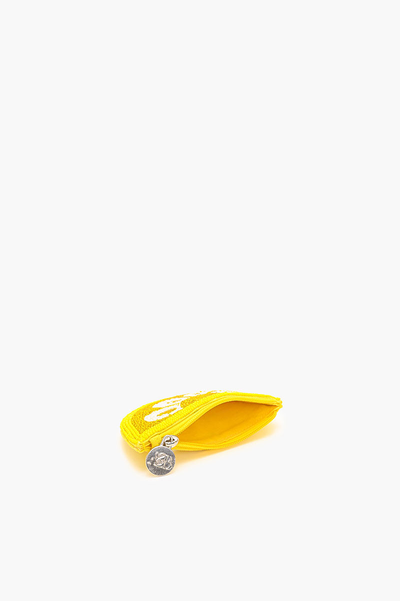 Citrus Splash Beaded Pouch - Lemon