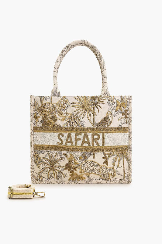 Gold African Safari Embellished Personalized Tote