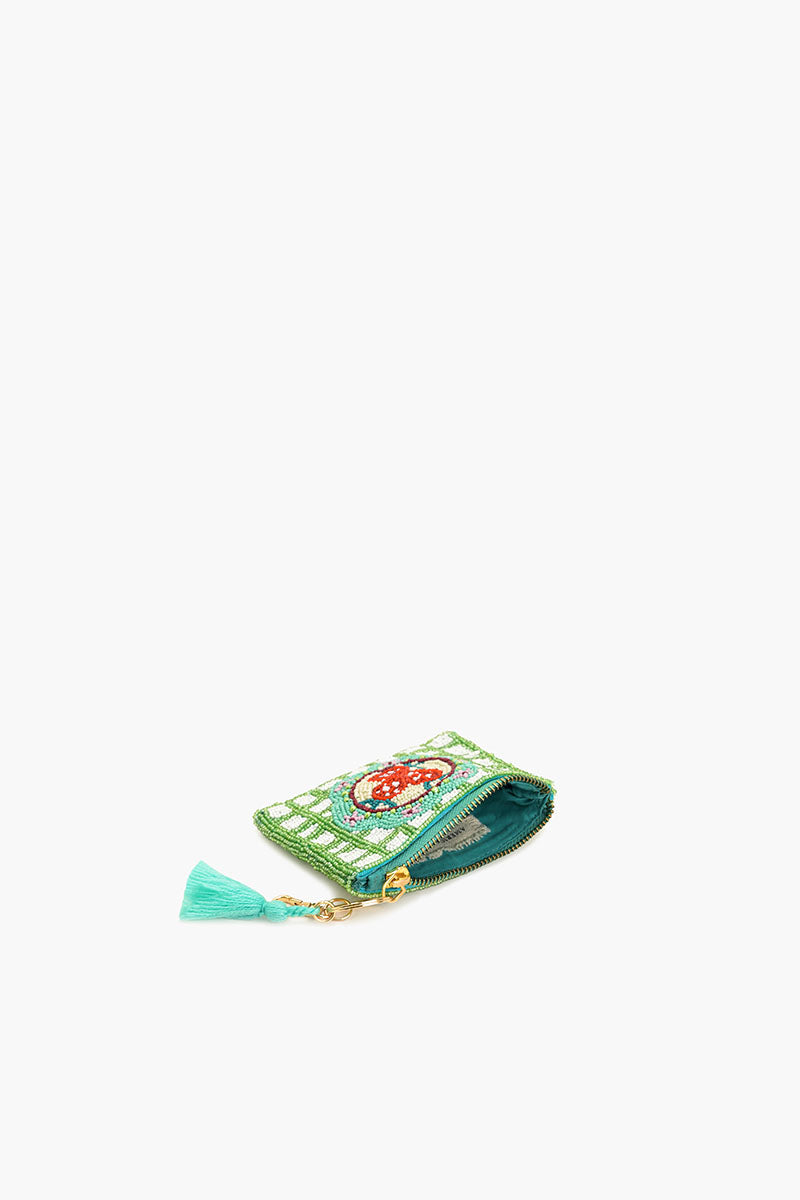 Strawberry Check Beaded Pouch