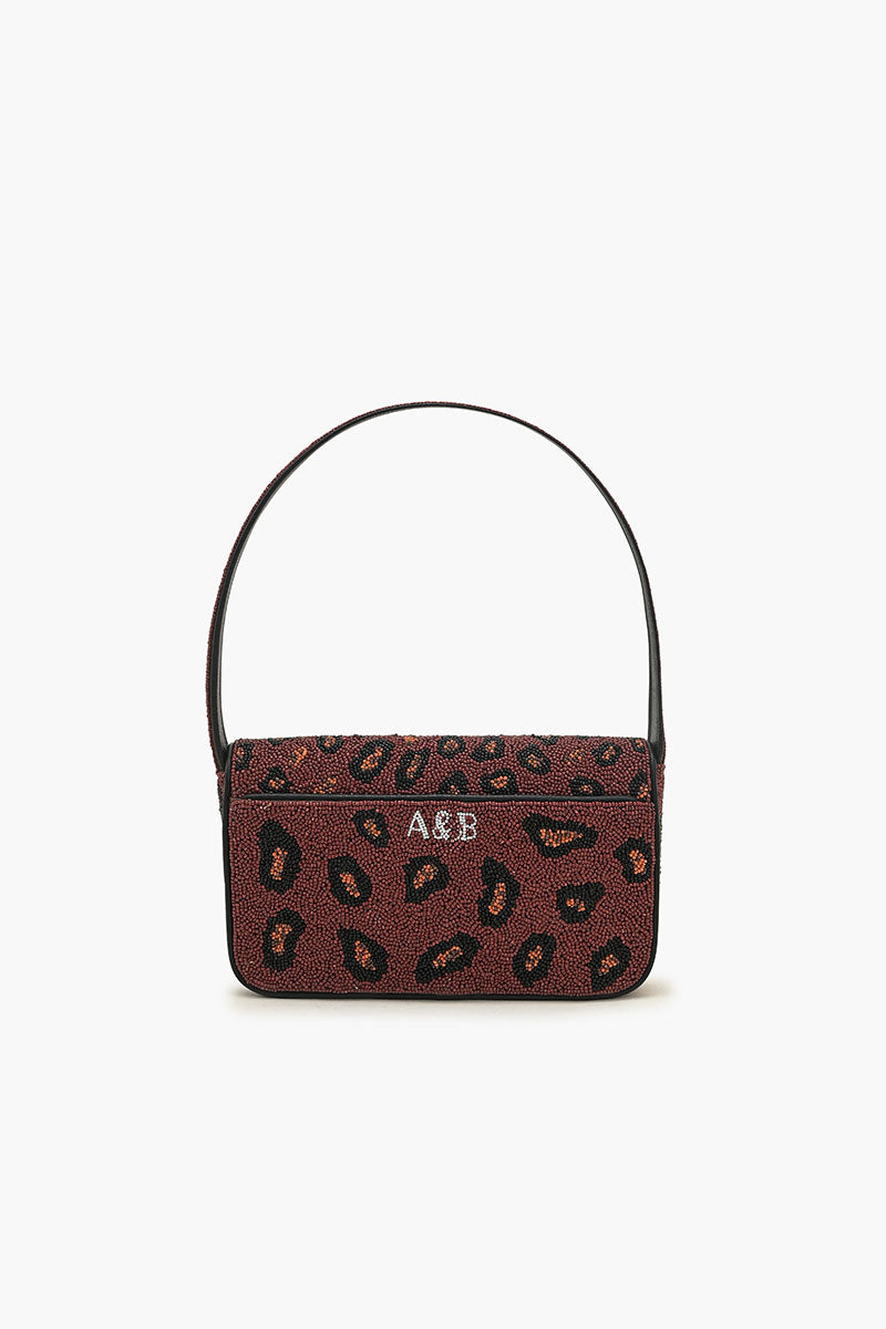 Forest Leopard Beaded Shoulder Bag