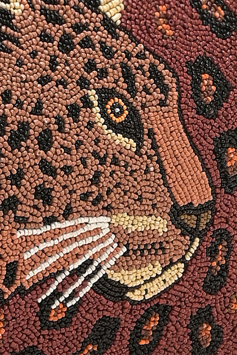Forest Leopard Beaded Shoulder Bag