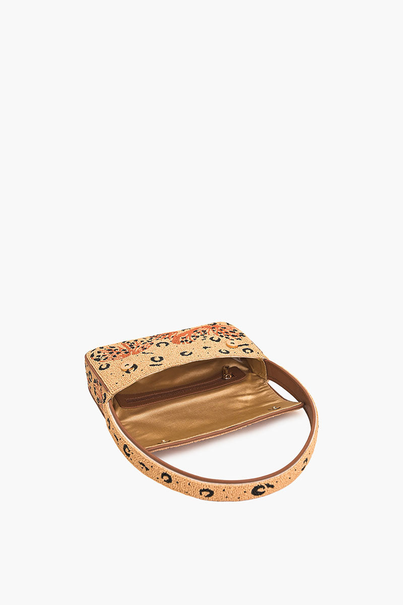 Leopard Lacewing Butterflies Beaded Shoulder Bag