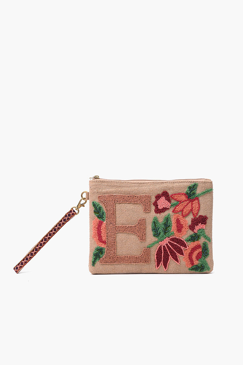 Personalized Initial Embellished Wristlet Pouch