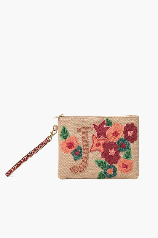 Personalized Initial Embellished Wristlet Pouch