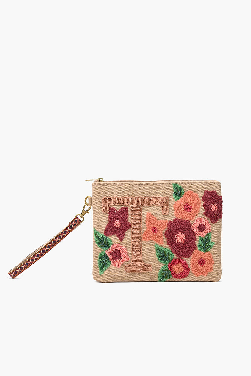 Personalized Initial Embellished Wristlet Pouch