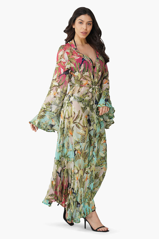 Tropical Toucan Front Open Cover Up