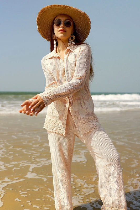 Summer Palm Patch Crochet Shirt