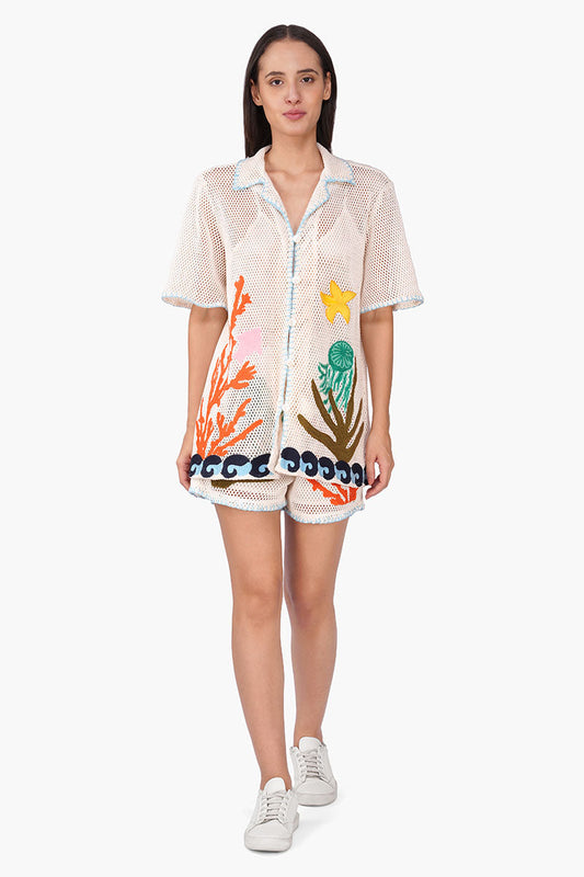 Ocean Multi Thread Embroidered Shorts
