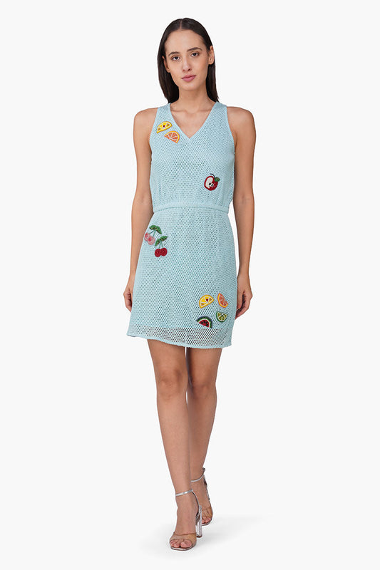 Iced Fruit Embroidered Crochet Dress
