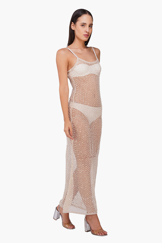 Silver Pearl Luxe Long Length Cover Up