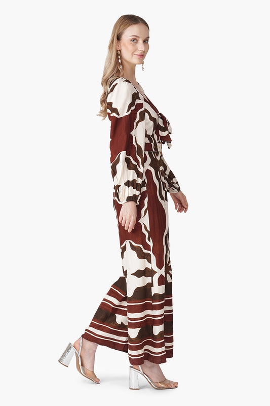 Tribal Print Red Jumpsuit