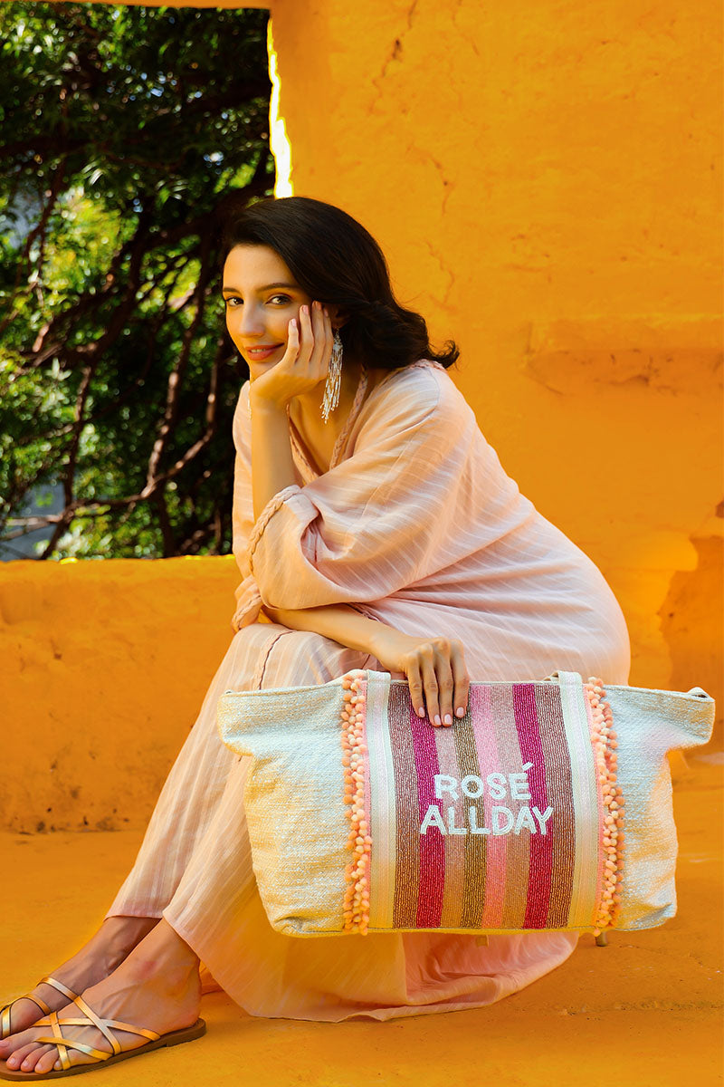 Rose All Day Pink Large Personalized Tote