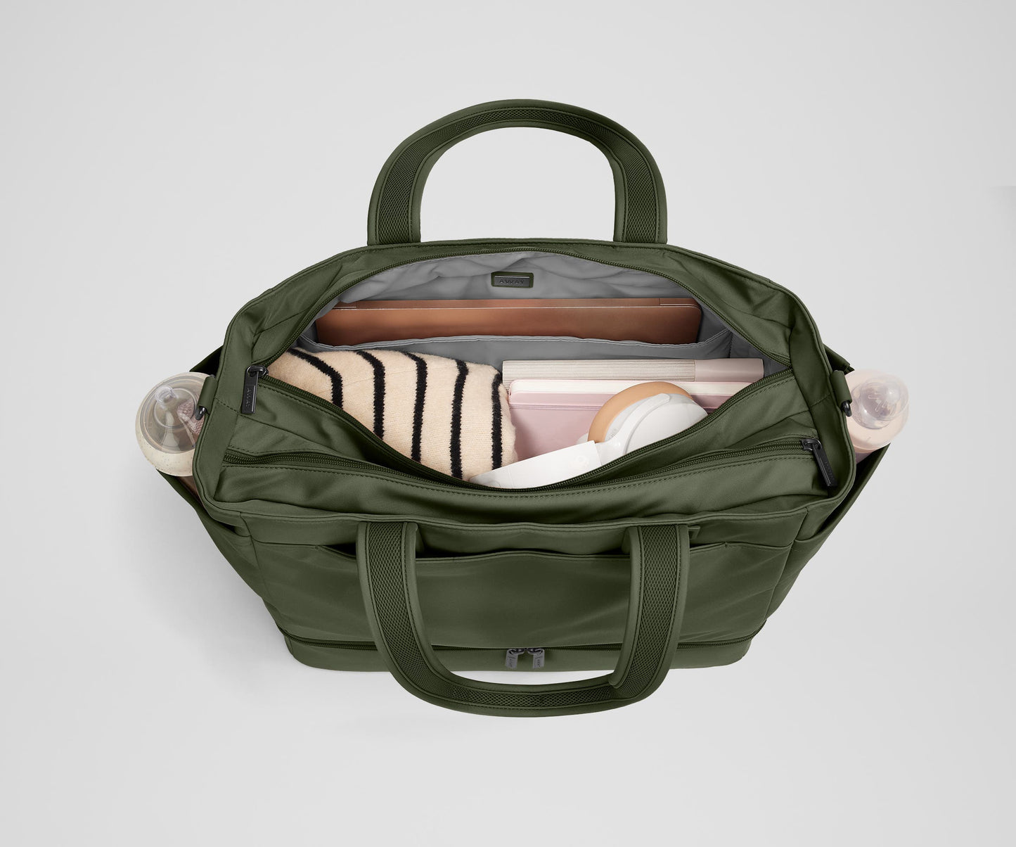 The Double Diaper Tote in Olive Green