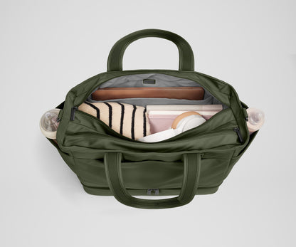 The Double Diaper Tote in Olive Green