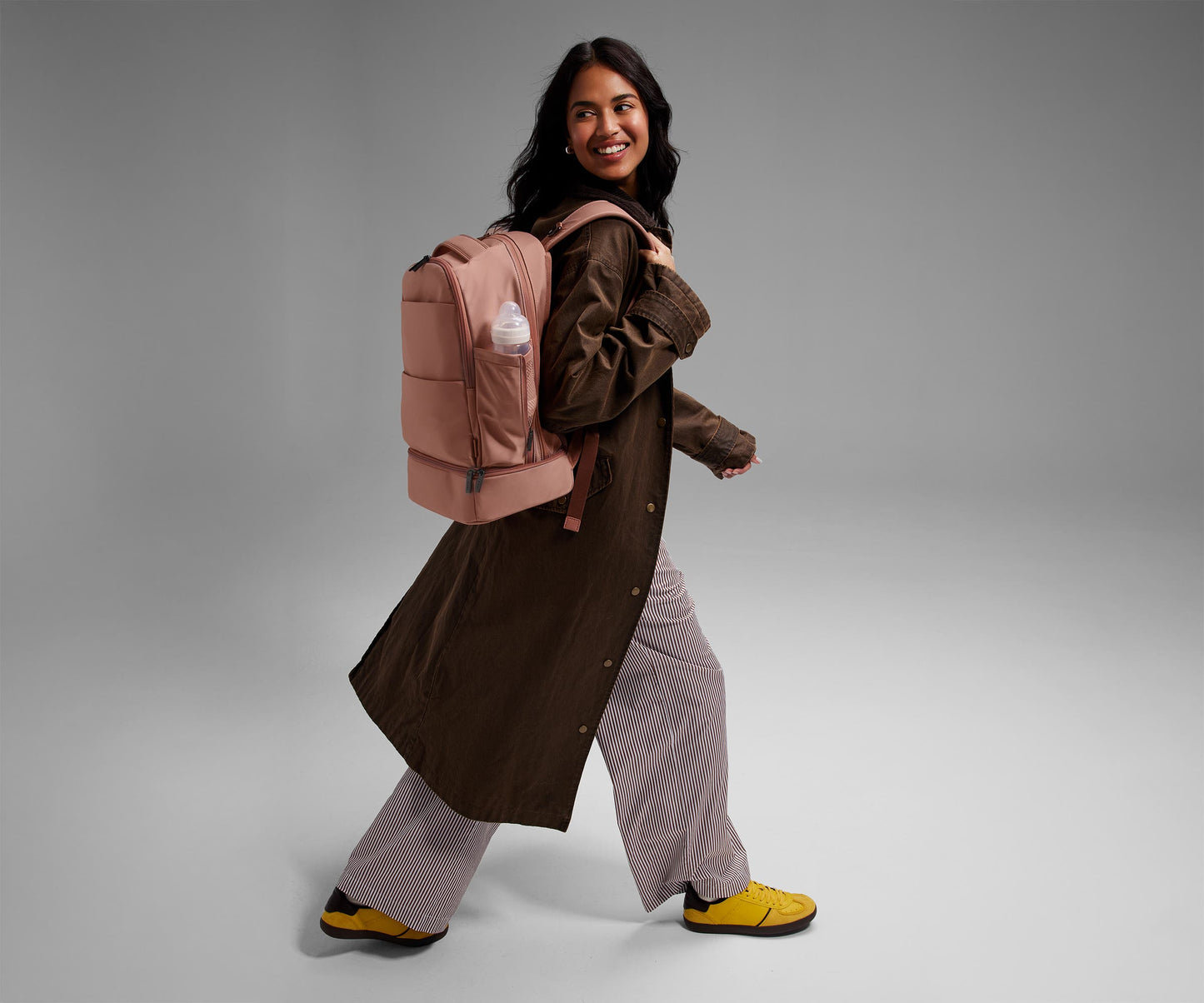 The Double Diaper Backpack in Clay Pink